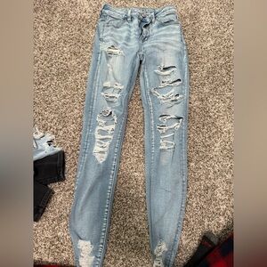 American Eagle Outfitters Light Blue Distressed Skinny Jeans